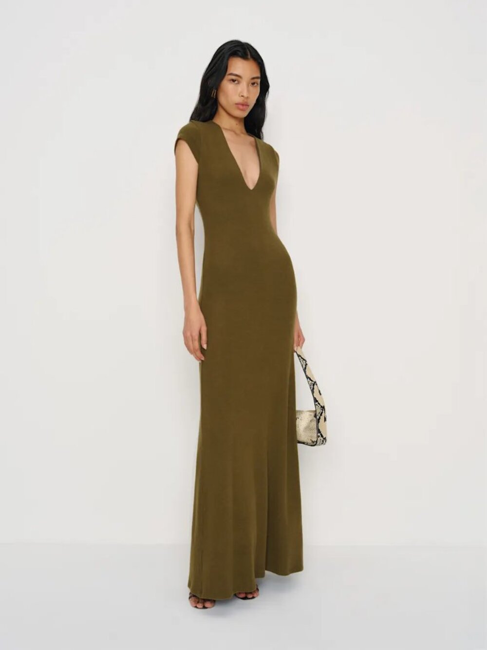 Moss Olive Reformation Eloise Knit Dress - Sz Large